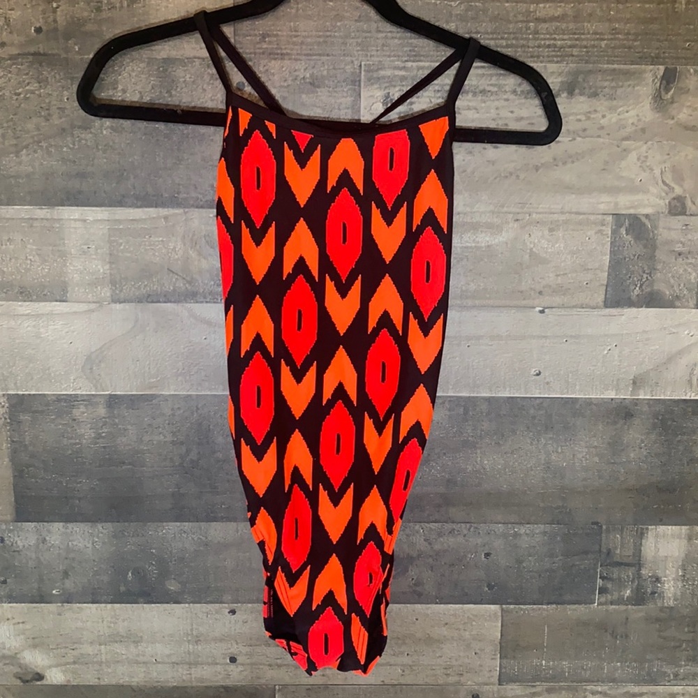 Nice Bright Red and Black Rise Aquatics One Piece Swim Suit